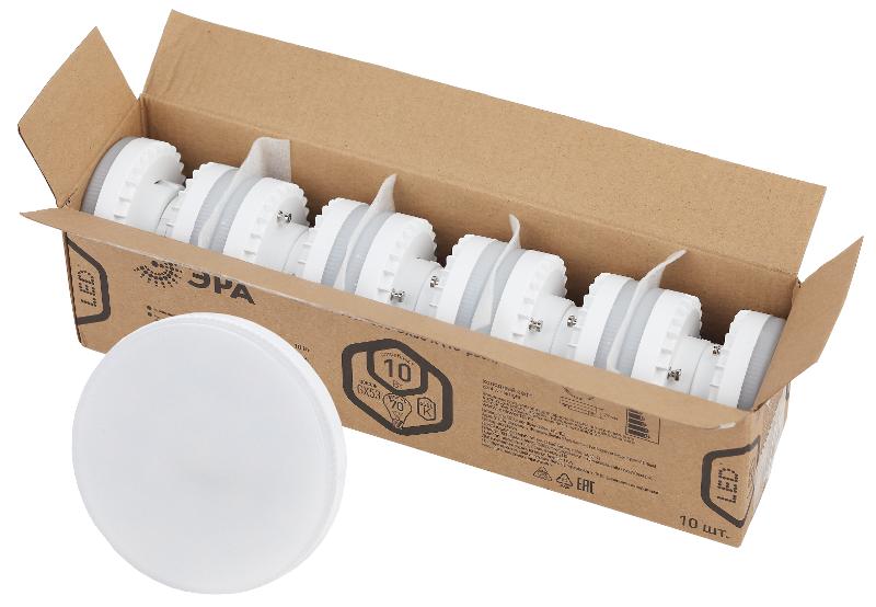 Лампа светодиодная RED LINE LED GX-10W-865-GX53 R (10-PACK) GX53 10Вт таблетка холодный дневной свет | Б0045327 | ЭРА — миниатюра 1