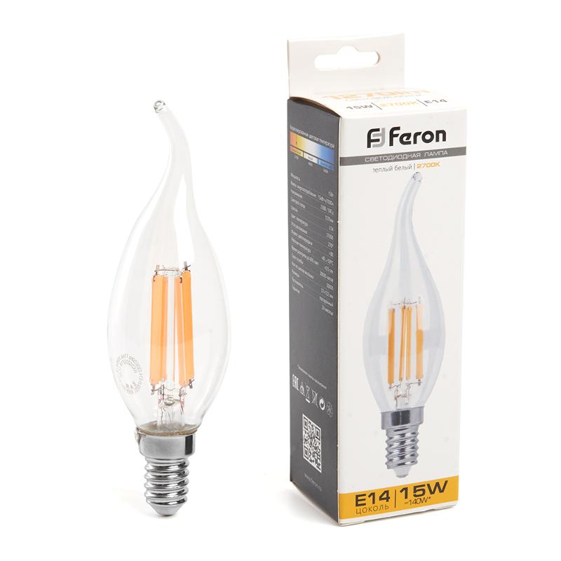 Лампа светодиодная, (15W) 230V E14 2700K прозрачная, LB-718 | 38261 | FERON — Feron
