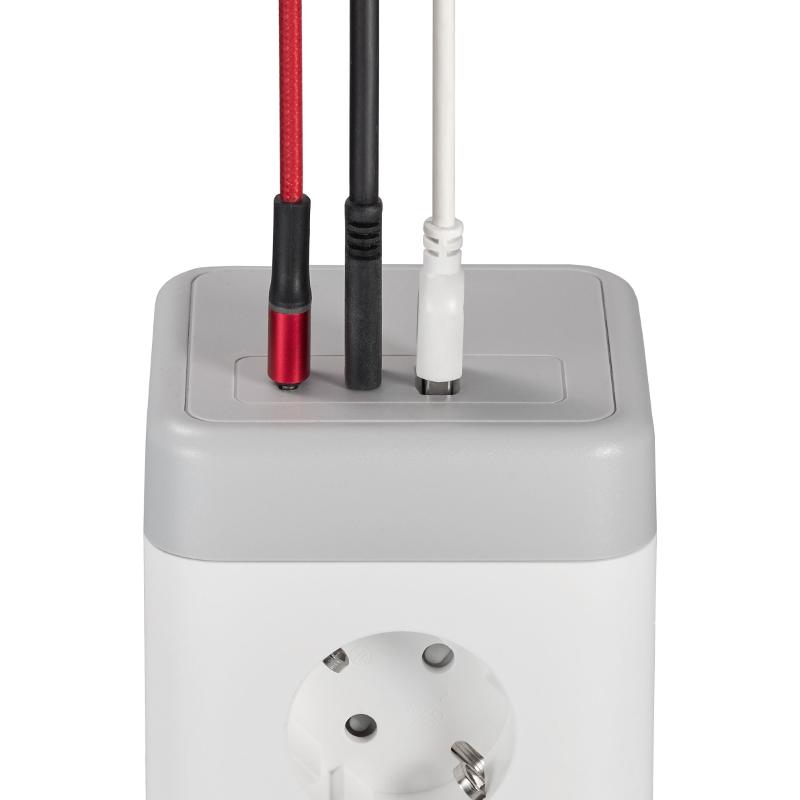 DOMINIC Удлинитель У08K 1,5м 3х1мм2 USB A+C 20Вт сер | DN-YP30-16-08-01-ZKU-K41 | IEK — миниатюра 8