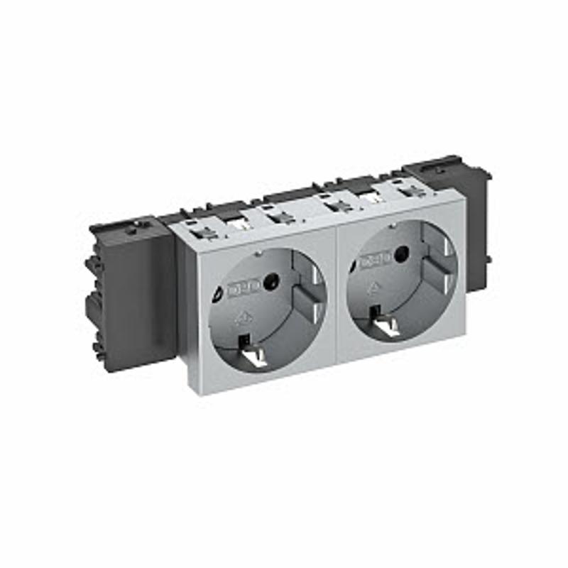 Розетка двойная 0° Modul45connect с з/к, 250 В, 16A (серебристый) (STD-D0C AL2) | 6120372 | OBO Bettermann — миниатюра 2