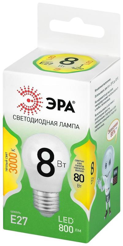 Лампа светодиодная  GREEN LINE LED P45-8W-830-E27 GL E27 8 Вт шар теплый свет | Б0067023 | ЭРА — миниатюра 5