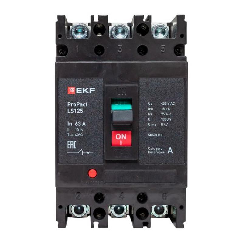 Выключатель автоматический LS125 18кА 3P 63А ProPact | mccb-125-18-3-63-ls | EKF — миниатюра 12