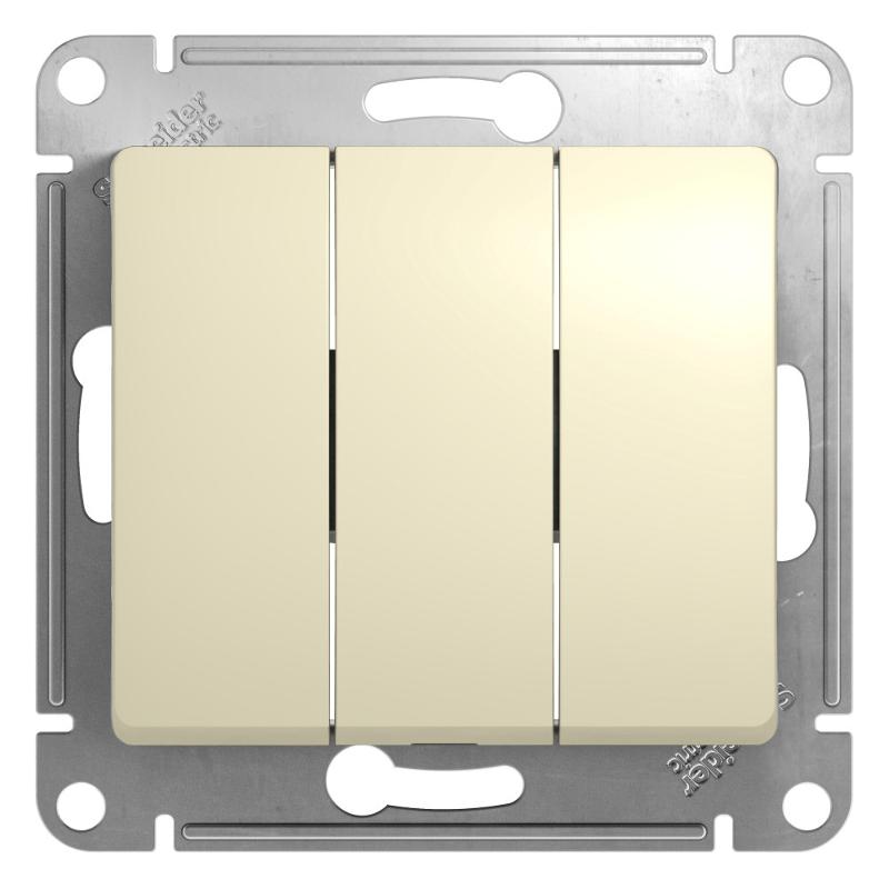 Glossa Бежевый Выключатель 3-клавишный, сх.3, 10АХ | GSL000231 | SE — Systeme Electric