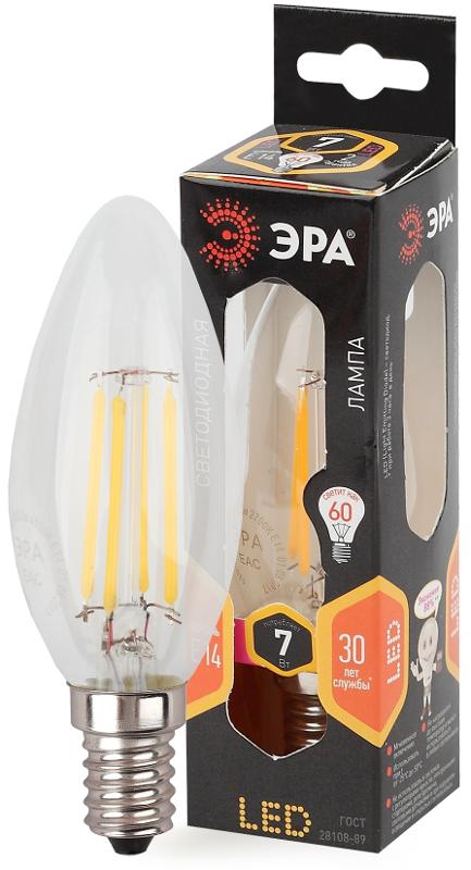 Лампа светодиодная LED филамент 7Вт Е14 2700К В35 827 свеча | Б0027942 | ЭРА — миниатюра 1