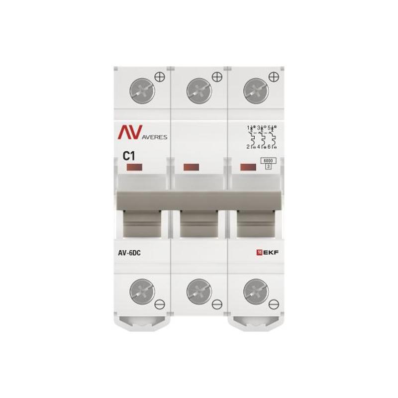 Выключатель автоматический трехполюсный AV-6 DC 1А C 6кА AVERES | mcb6-DC-3-01C-av | EKF — миниатюра 12
