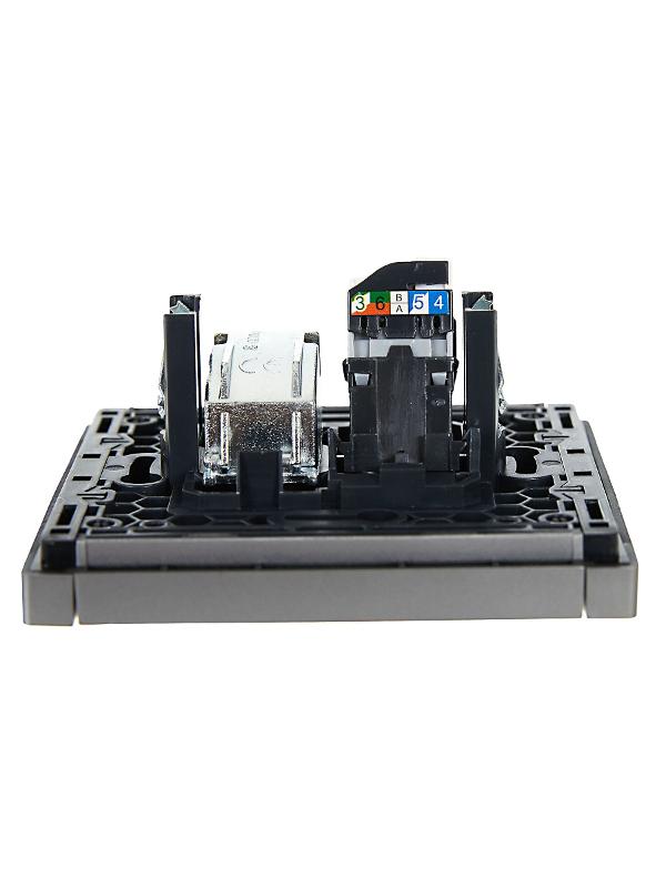 FORTE&PIANO Розетка двойная TV+RJ45 кат.5E FP536 сталь | FP-AK20-1-K46 | IEK — миниатюра 5