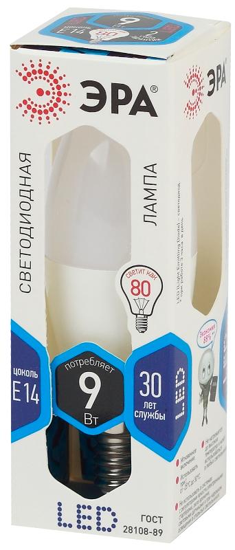 Лампа светодиодная LED 9Вт Е14 4000К СТАНДАРТ smd B35-9w-840-E14 свеча | Б0027970 | ЭРА — миниатюра 2