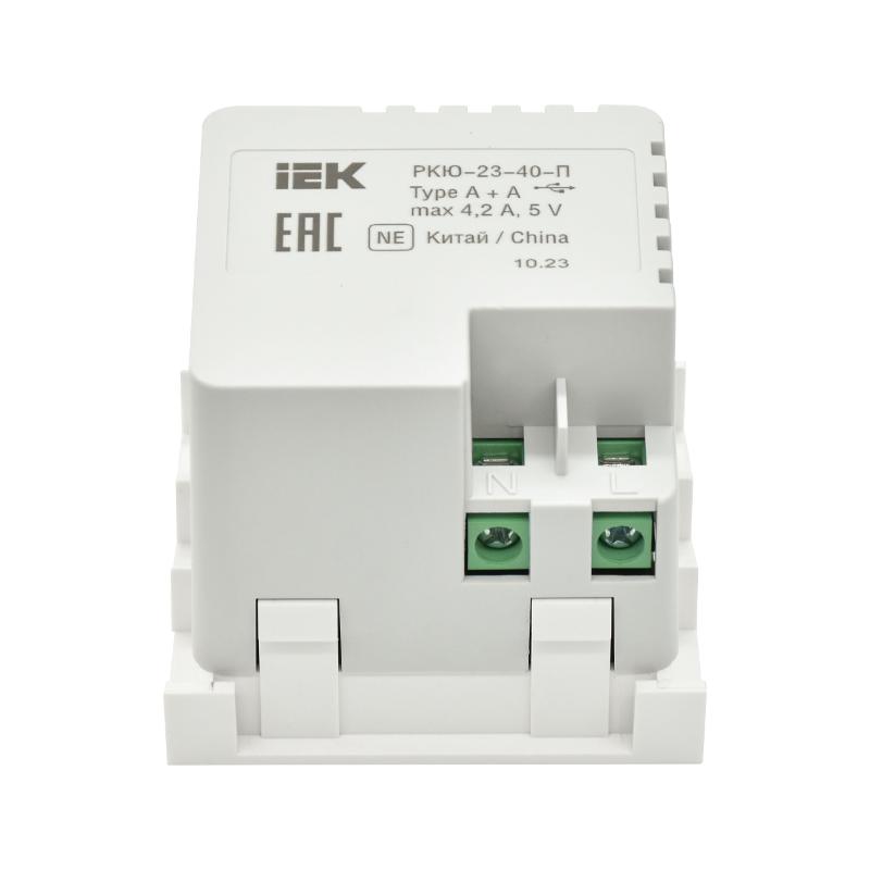PRIMER РКЮ-23-40-П Розетка USB A+A 4,2А (2 мод.) бел. | PR-KK40D-RU-0-2-AA-K01 | IEK — миниатюра 7