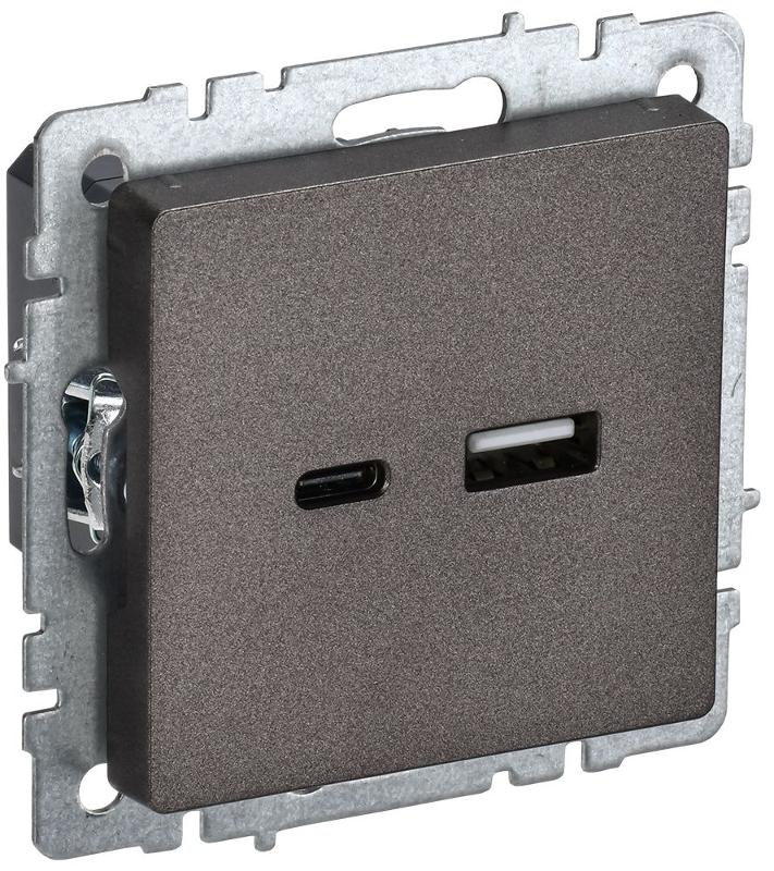 BRITE Розетка USB A+C 18Вт РЮ11-1-БрТБ темная бронза | BR-U22-018-K45 | IEK — IEK (ИЭК)