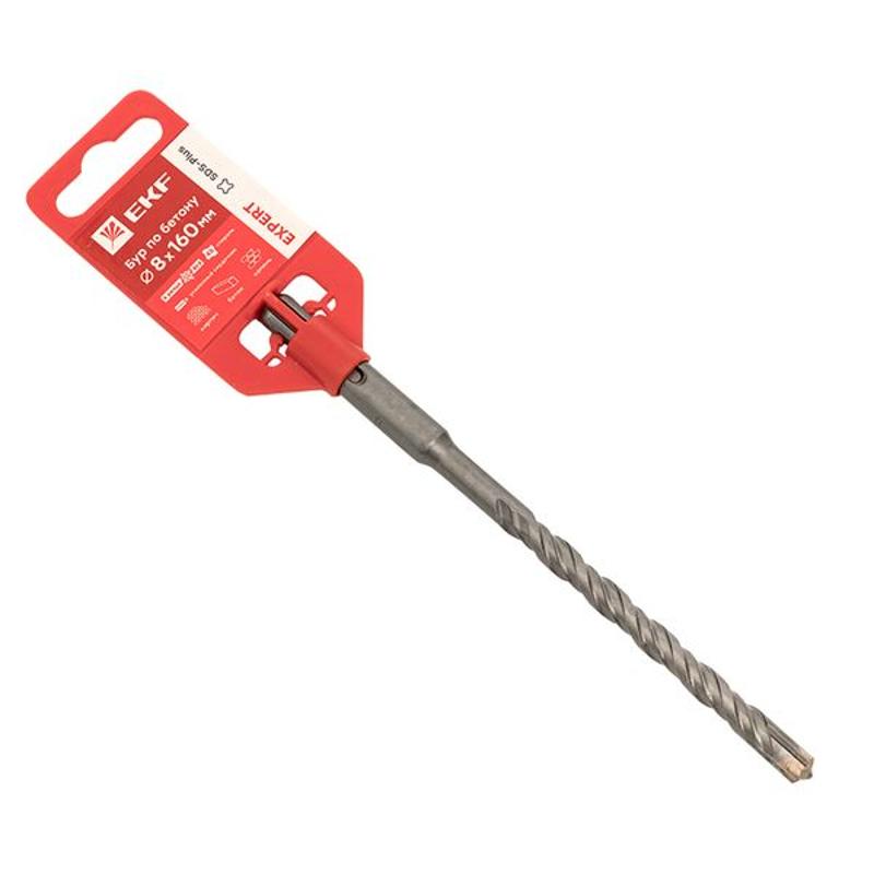 Бур по бетону SDS-plus 8х160 мм (4 резца)(4S спираль) EKF Expert | db-8-160-4x4 | EKF — EKF