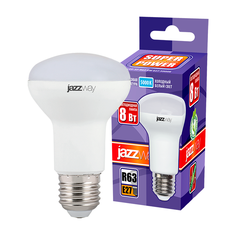 Лампа светодиодная LED 8Вт Е27 220В 5000К PLED- SP R63 отражатель (рефлектор) | 1033666 | Jazzway — миниатюра 3