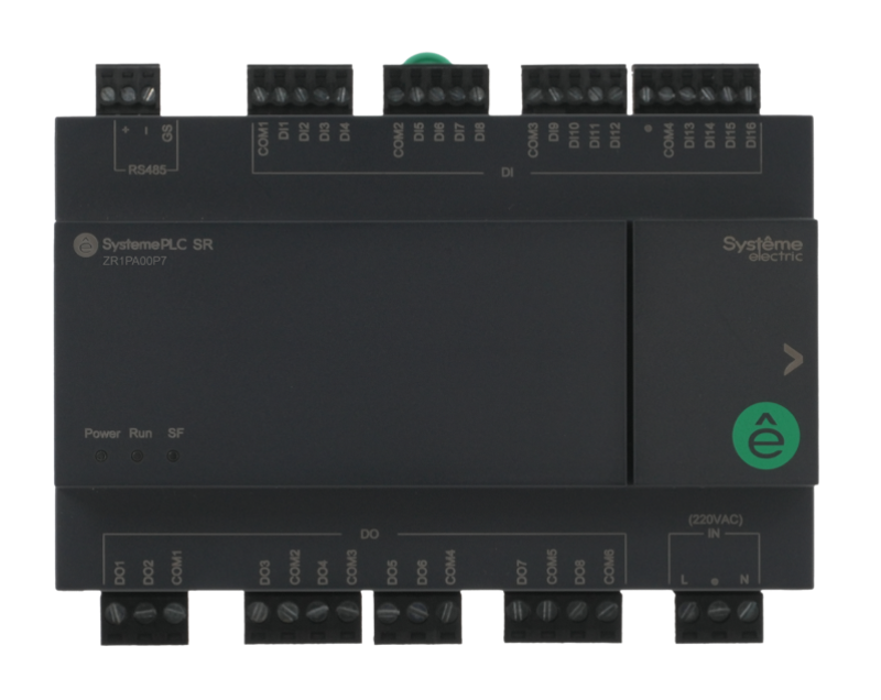 Реле интеллектуальное SR1, 220 VAC, 24 IO: 16 DI, 8 DO, 1xRS485, 1xUSB, без дисплея, без возможности расширения | ZR1PA00P7 | Systeme Electric — Systeme Electric