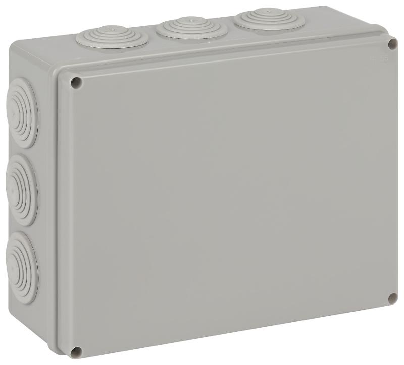 Распаячная коробка ЭРА KORv-240-190-90-12g ОП серая 240х190х90мм на винтах 12 гермовводов IP55 — миниатюра 2