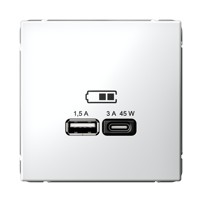 ArtGallery Белый Розетка USB A + тип-C 45Вт высокоскор.заряд. QC, PD, механизм | GAL000129 | SE — Systeme Electric