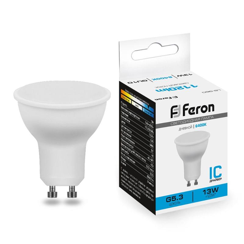 Лампа светодиодная, (13W) 230V GU10 6400K MR16, LB-960 | 38193 | FERON — Feron