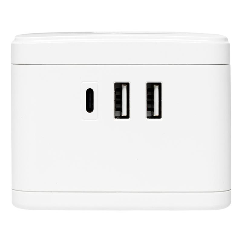 Удлинитель "Куб" 2 гнезда 2USB 2,4А+Type C + Ночник 1,3 метра 1мм2 | UBA-CUB-2-TC | EKF — миниатюра 4