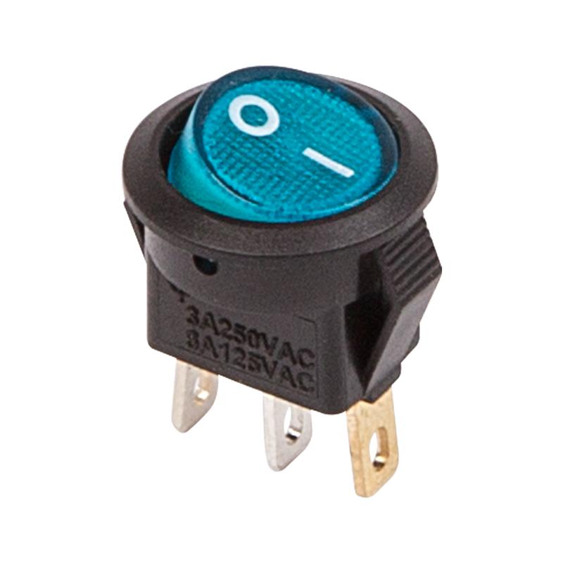 Выключатель клавишный круглый 250V 3А (3с) ON-OFF синий с подсветкой Micro | 36-2531 | REXANT — фото 1 | Sento