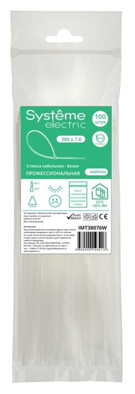 Стяжка кабельная 380х7.6 Белая (100шт) | IMT38076W | SE — Systeme Electric