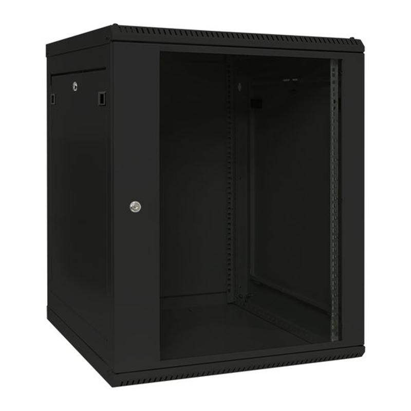 Шкаф настенный 19" TERACOM PRO 15U 600х600 мм дверь стеклянная с замком-ручкой чёрный|TRP-WLL-1566-40B|EKF — EKF