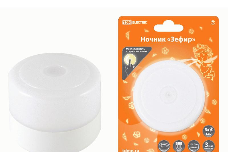 Ночник "Зефир" с диммером, 5LED, 1 Вт, 3хАА, подвес | SQ0357-0122 | TDM — TDM ELECTRIC