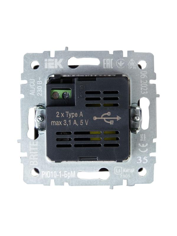 BRITE Розетка USB A+A 3,1А РЮ10-1-БрМ маренго | BR-U21-D31-K35 | IEK — миниатюра 4