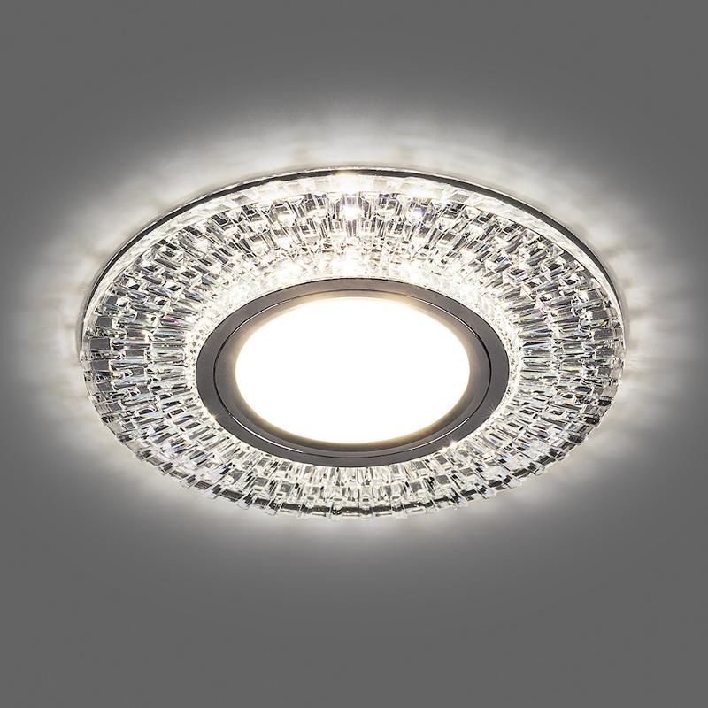 Светильник точечный встраиваемый под лампу, с LED подсветкой CD943 15LED*2835SMD 4000K, MR16 50W G5.3, прозрачный, хром | 32991 | FERON — миниатюра 2