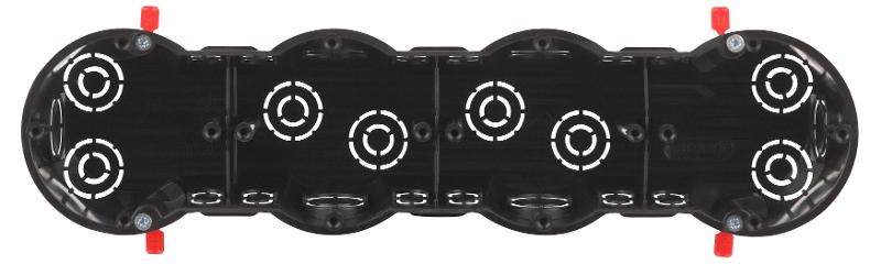Коробка установочная ЭРА KUP-4-70-45 черная 4х местная 283х70х45мм для полых стен саморезы пластиковые лапки IP30  | Б0064951 | ЭРА — ЭРА (Энергия света)