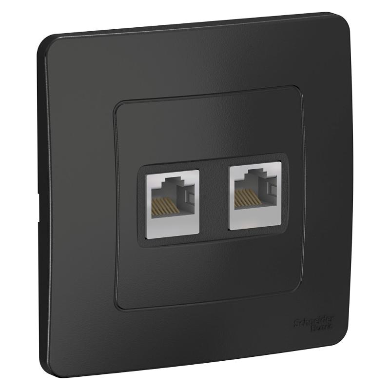 Blanca Антрацит С/У Розетка 2-ая компьютерная RJ45 | BLNIS045456 | SE — Systeme Electric