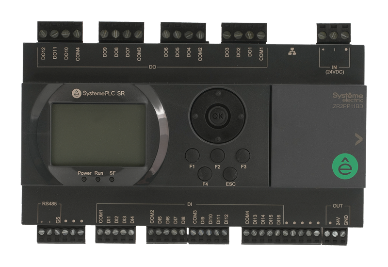 Интеллектуальное реле SR2; 24 VDC; дисплей; 28 IO: 16 DI, 12 DO (реле); 1xRS485, 1xRJ45 | ZR2PP11BD | SE — Systeme Electric