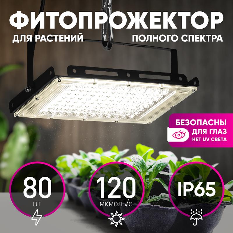 Фитопрожектор для растений светодиодный FITO-80W-Ra90-LED-Y полного спектра — миниатюра 2