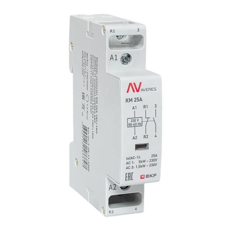 Контактор модульный КМ 25А 1NC+1NO 230VAC (1 мод.) AVERES | km-av-1-25-11-230V | EKF — EKF