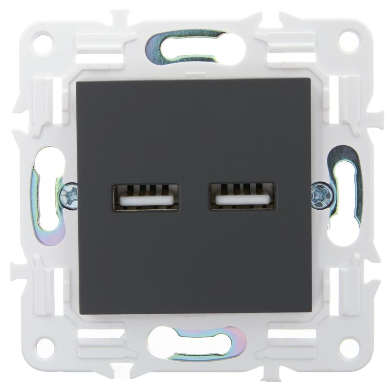 SKANDY Розетка USB A+A 3,1А SK-R15G графит | SK-U21-D31-K53 | IEK — миниатюра 2