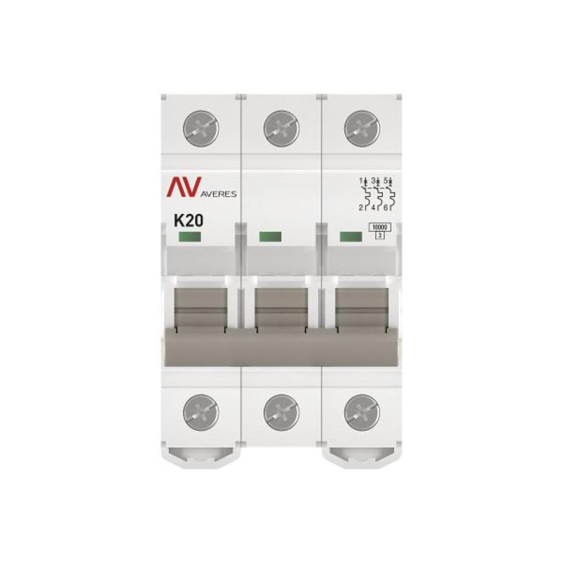 Выключатель автоматический AV-10 3P 20A (K) 10kA AVERES | mcb10-3-20K-av | EKF — миниатюра 3