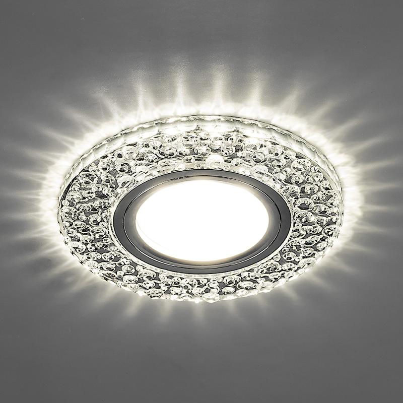 Светильник точечный встраиваемый под лампу, с LED подсветкой CD945 15LED*2835SMD 4000K, MR16 50W G5.3, прозрачный, хром | 32993 | FERON — миниатюра 2