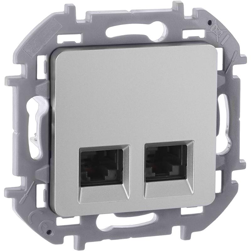 Inspiria Алюминий Розетка 2-ая компьютерная RJ45 С/У категория 6 UTP — миниатюра 6