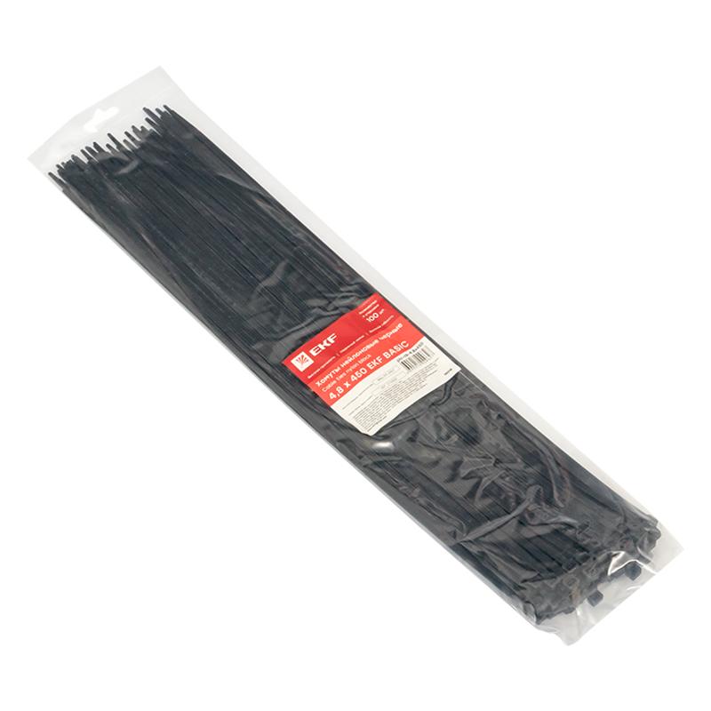 Хомут нейлоновый ЧЕРНЫЙ 4,8х450 (уп./100шт) EKF Simple | plc-cb-4.8x450 | EKF — миниатюра 3
