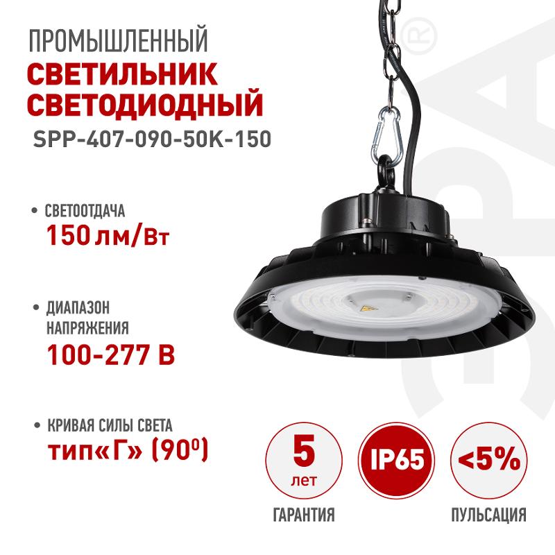 Светильник светодиодный подвесной  SPP-407-090-50K-150 150Вт 22500лм 5000K 80Ra Кп<5% КСС Г | Б0069334 | ЭРА — миниатюра 5