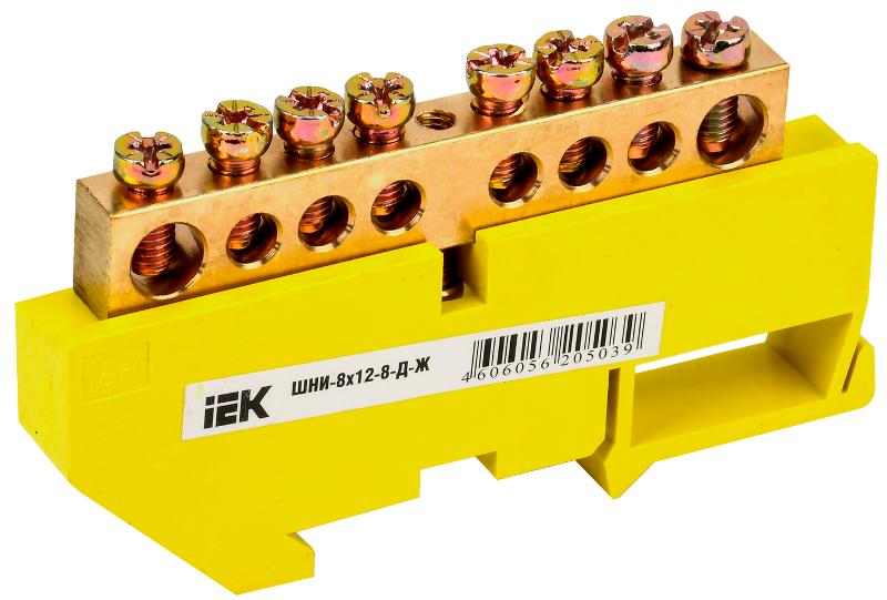 Шина PE "земля" на DIN-изоляторе ШНИ-8х12-8-Д-Ж | YNN10-812-8D-K05 | IEK — IEK (ИЭК)