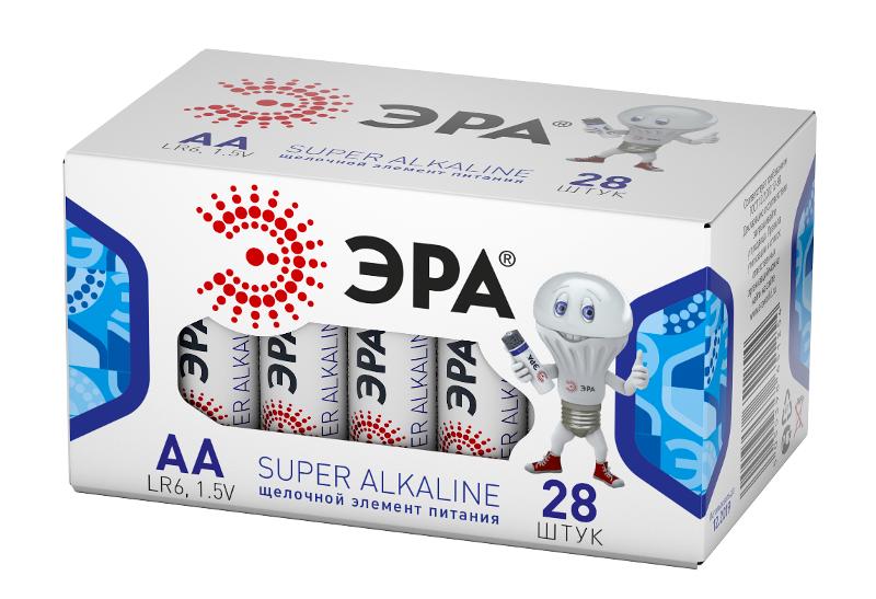 Батарейка щелочная (алкалиновая)  LR6-28 box (28/840/18480) (AA)  | Б0002910 | ЭРА — ЭРА (Энергия света)