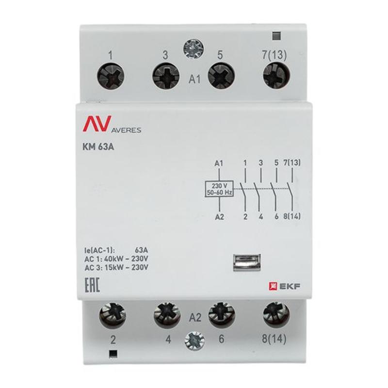 Контактор модульный КМ 63А 4NO 230VAC (3 мод.) AVERES | km-av-3-63-40-230V | EKF — миниатюра 3