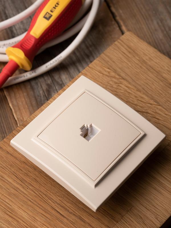 Минск Розетка RJ-45 2-местная СП бежевая EKF|ERK02-035-20|EKF — миниатюра 2