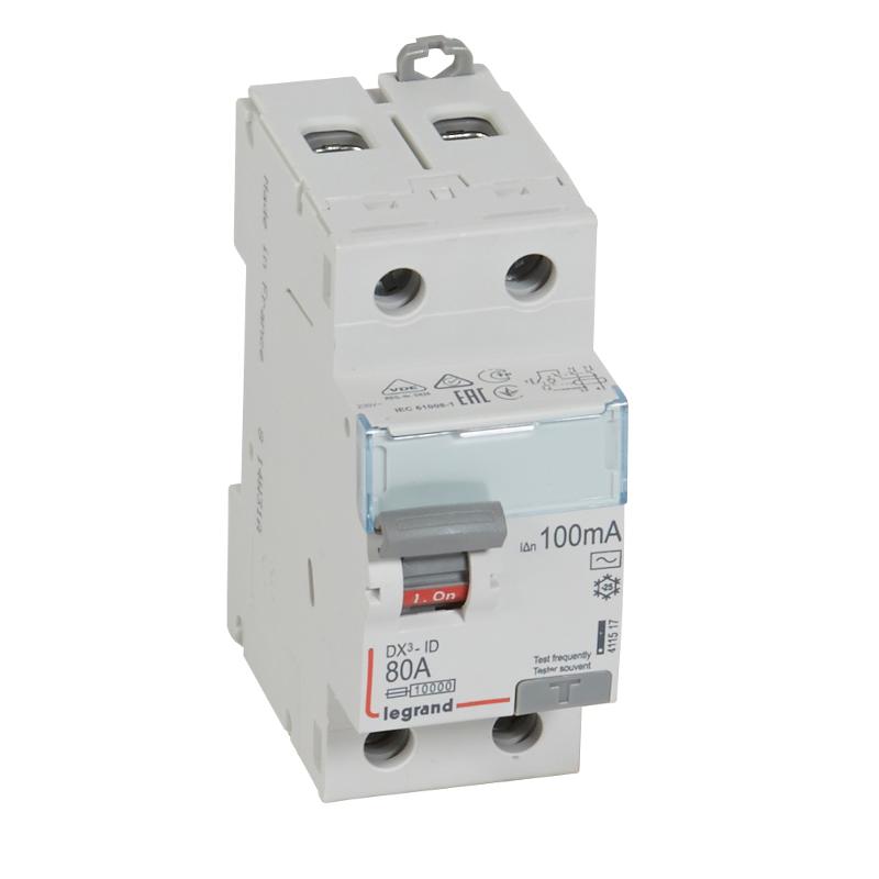 Выключатель дифференциальный (УЗО) DX3-ID 2п 80А 100мА тип AC | 411517 | Legrand — Legrand