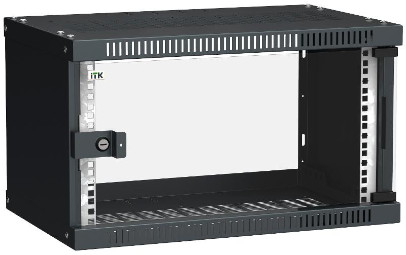 Шкаф LINEA WE 6U 550x350мм дверь стекло черный | LWE5-06U53-GF | ITK — ITK
