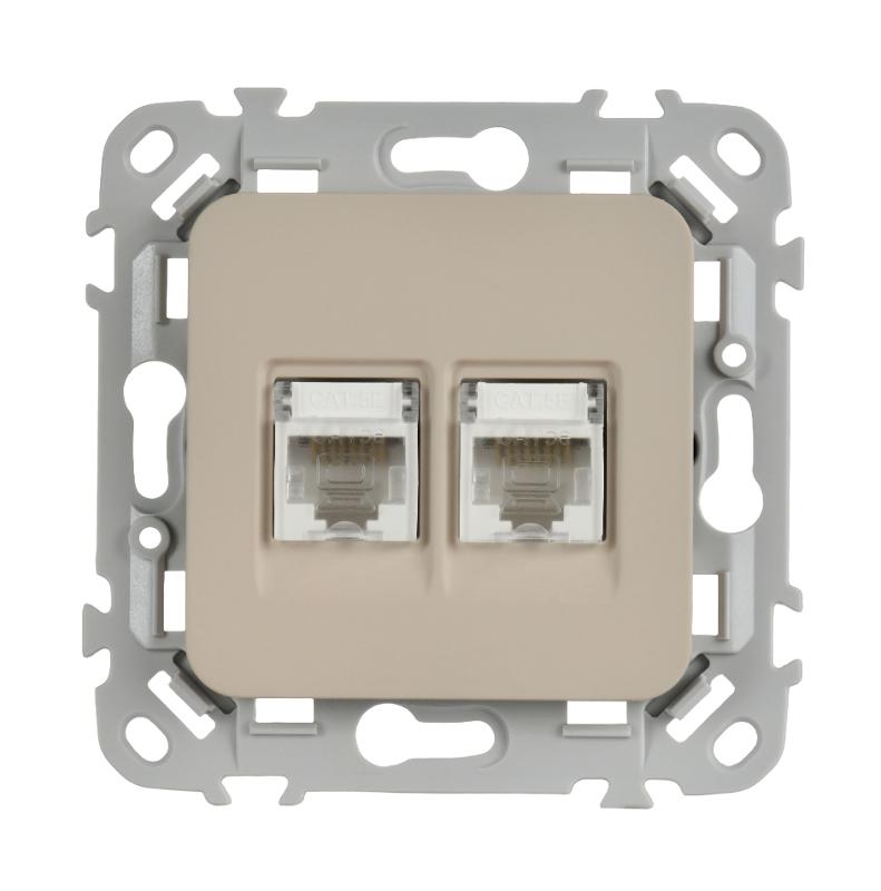 FLITE Розетка 2-ая компьютерная RJ45 кат.5Е UTP РК5е-2-0-ФлЛ льняной | FI-K22-1-K88 | IEK — миниатюра 2