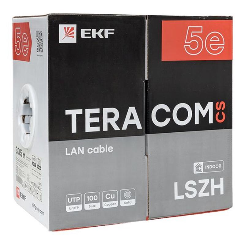 Кабель витая пара TERACOM CS Cat.5E U/UTP 4 пары solid 24AWG нг(А)-LSLTx цвет серый упак. 305м | TRCS-5EUTP-04LTX-GY-IN3 | EKF — миниатюра 3