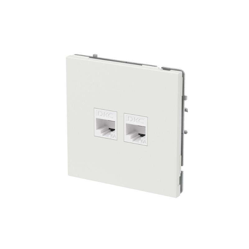 Компьютерная розетка RJ-45 без шторки, кат.6А двойная, KANT, белый песок | 7010674 | DKC — миниатюра 2