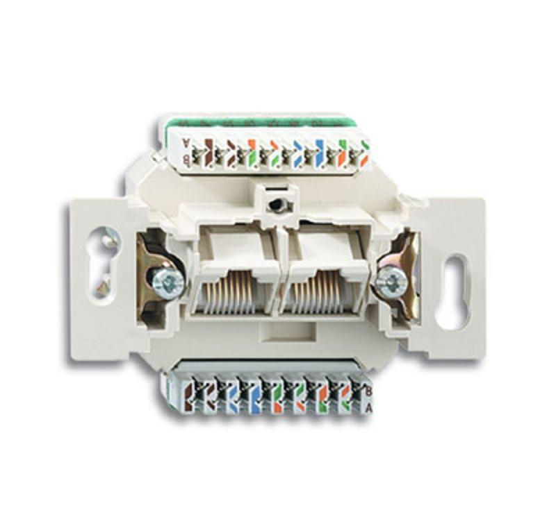 Мех. 2-постовой комп./телеф. розетки UAE, 8/8 полюсов, раздельно, RJ45, категория 6е, неэкр., до 250 МГц | 0230-0-0400  | 2CKA000230A0400 | ABB — ABB