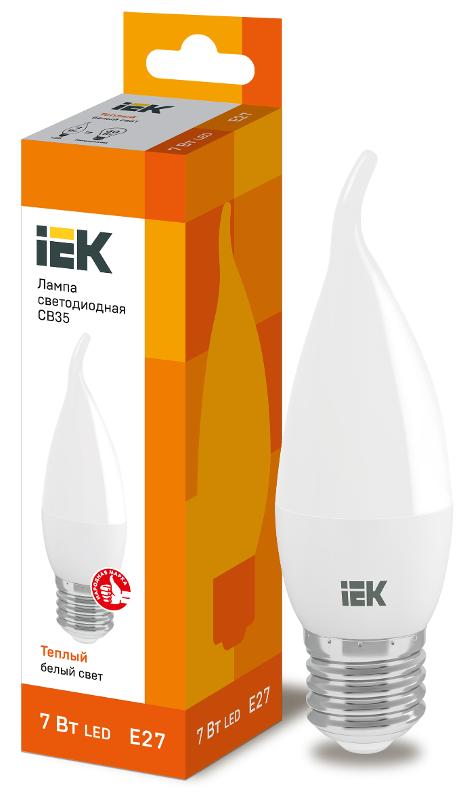 Лампа светодиодная LED 7Вт Е27 220В 3000К CB35 свеча на ветру | LLE-CB35-7-230-30-E27 | IEK — IEK (ИЭК)