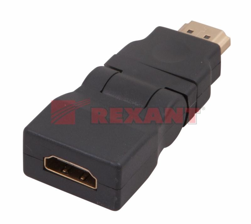 Переходник штекер HDMI - гнездо HDMI, поворотный | 17-6813 | REXANT — миниатюра 2