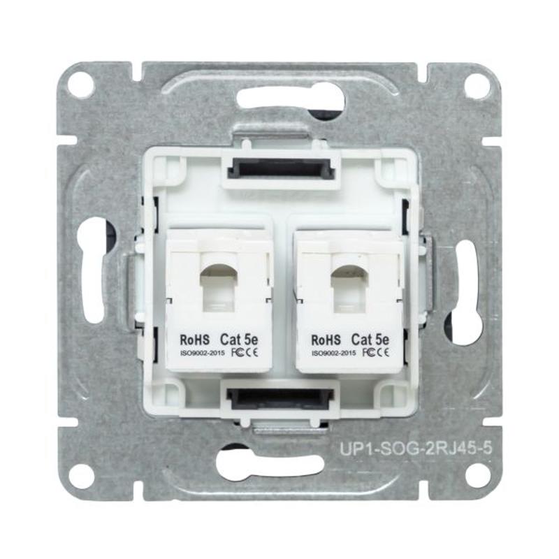 Механизм розетки RJ45 - 2шт, (cat5), графит Эпика  |UP1-SOG-2RJ45-5| EKF — миниатюра 6